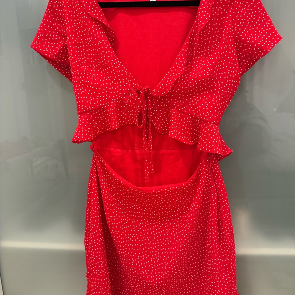 Red Polka Dot Cutout Dress
